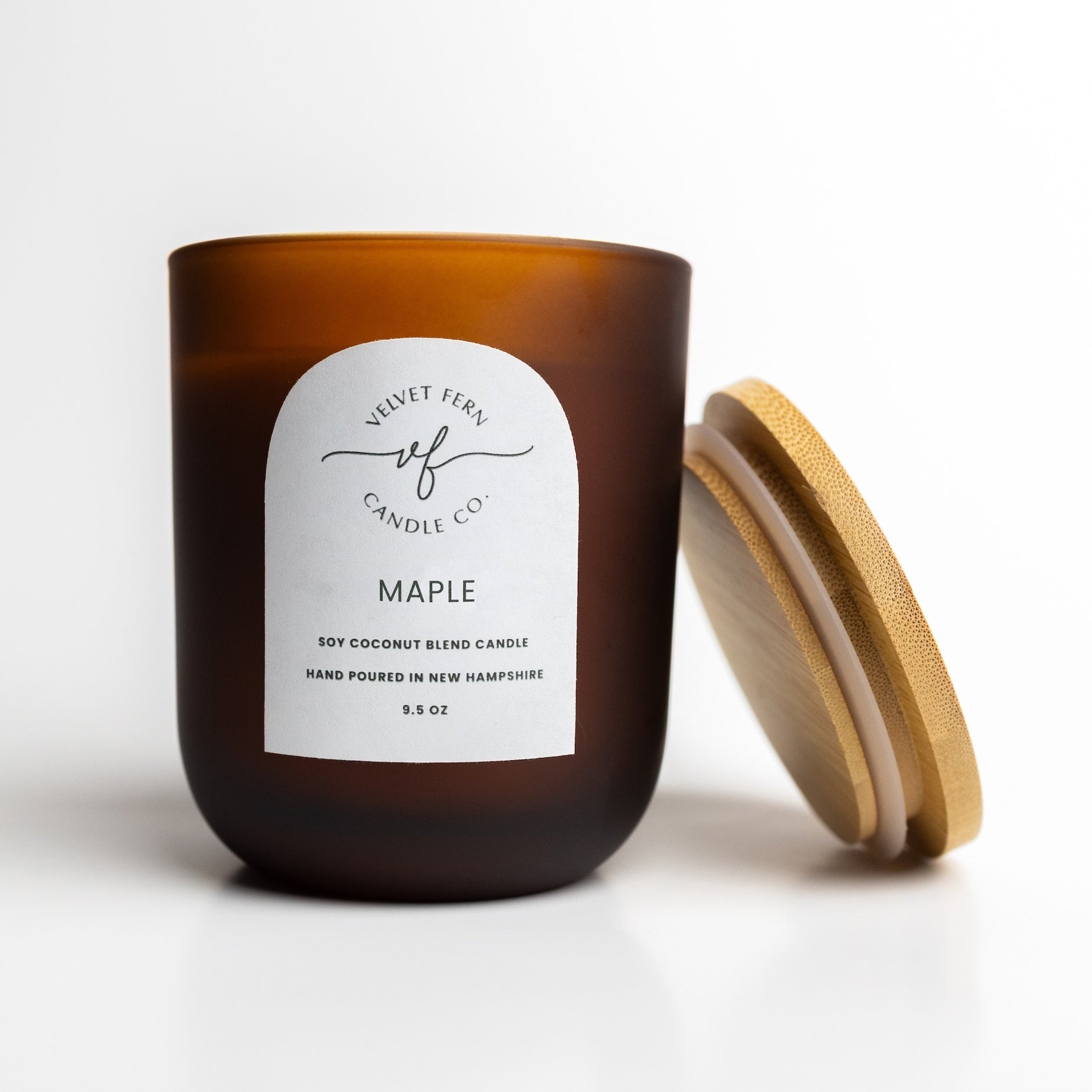 Maple scented soy blend candle.